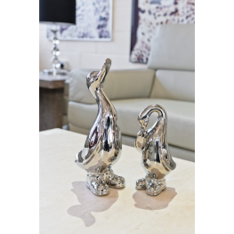 Ceramic Chrome Duck in Boots Large