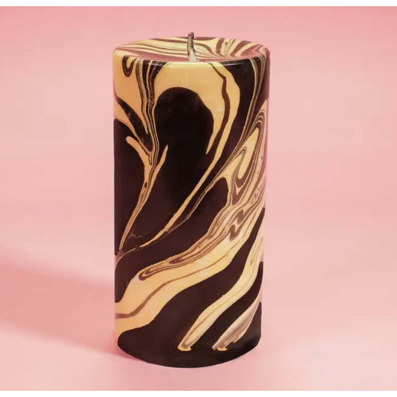 Goldrush Marble Pillar Candle