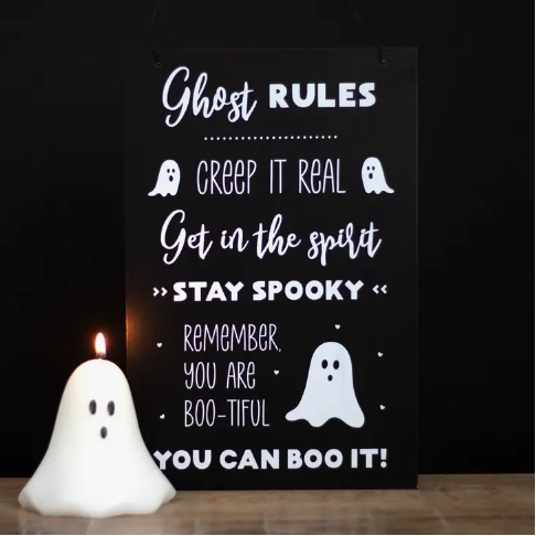 Ghost Rules - Halloween Hanging Sign 30cm