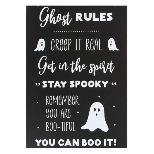 Ghost Rules - Halloween Hanging Sign 30cm