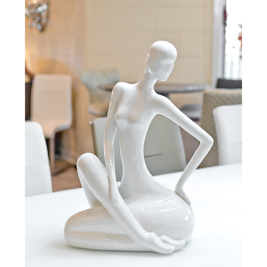 Ceramic White Sitting Lady