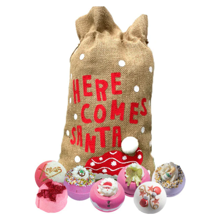 Bath Blasters - Here Comes Santa Hessian Sack