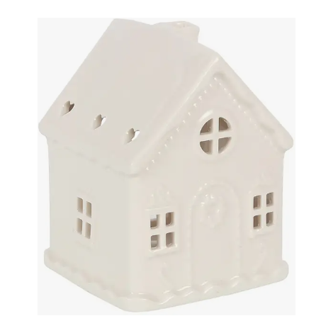 White Christmas Ceramic Gingerbread House Tealight Holder