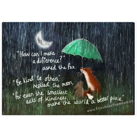 Fox Under The Moon Print - P2312 - Kindness