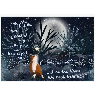 Fox Under The Moon Print - P2310 Wonderful Things