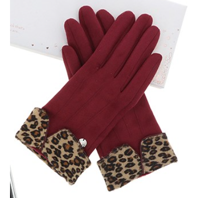 Leopard Print Cuffed Ladies Gloves