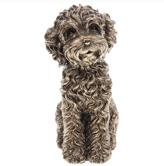 Bronze Detailed Sitting Cockapoo Figurine