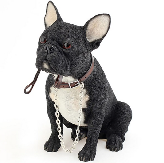 Black French Bulldog Holding A Lead