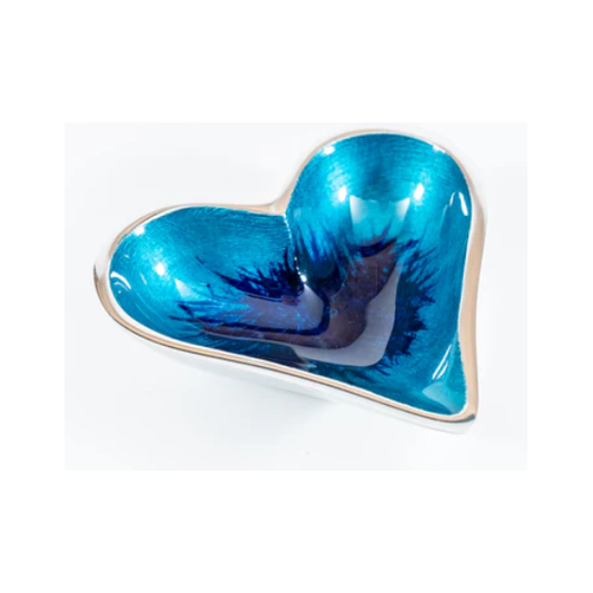 Tilnar Art Aluminium Collection - Heart Dish Extra Small Brushed Aqua