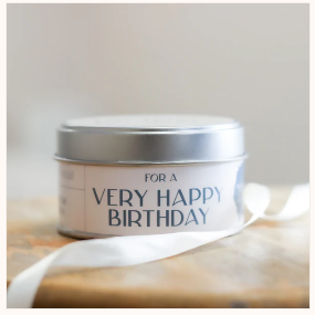 "For A Very Happy Birthday" Fresh Linen Candle