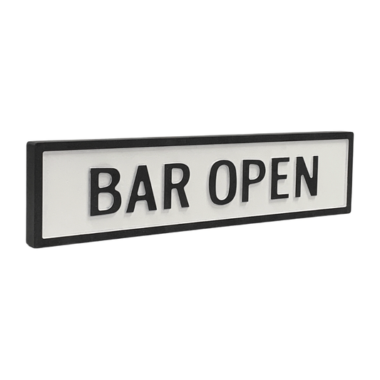 Bar Open - White/Black Sign