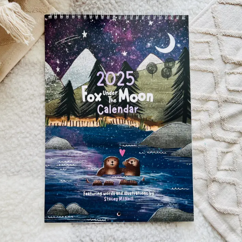 Fox Under The Moon - 2025 Wall Calendar Traditional Box Style