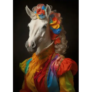 Rainbow Horse Animal Portrait Print