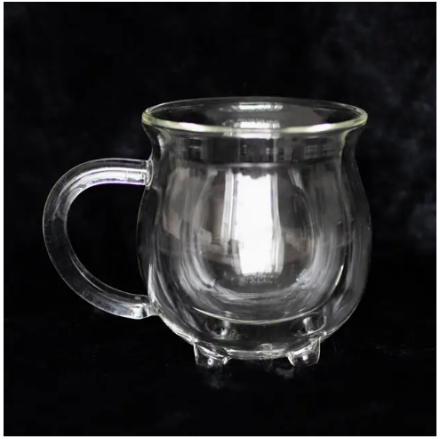 Clear Double Walled Glass Cauldron Mug