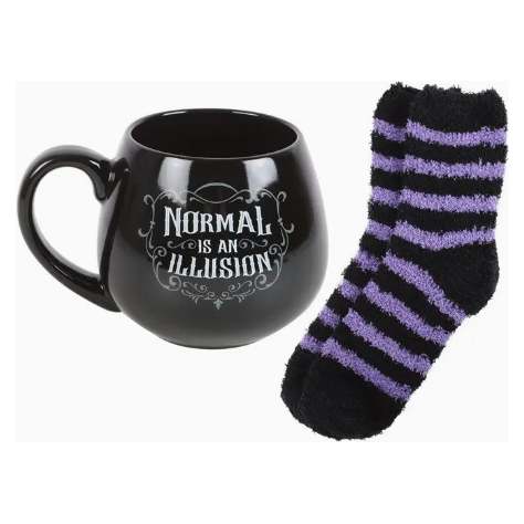 Normal Is Illusion Gothic Mug and Sock Set