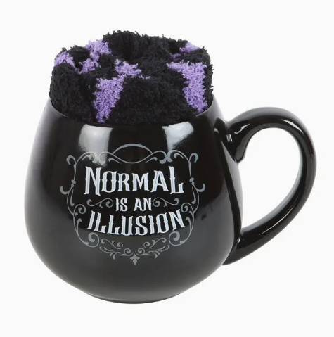 Normal Is Illusion Gothic Mug and Sock Set