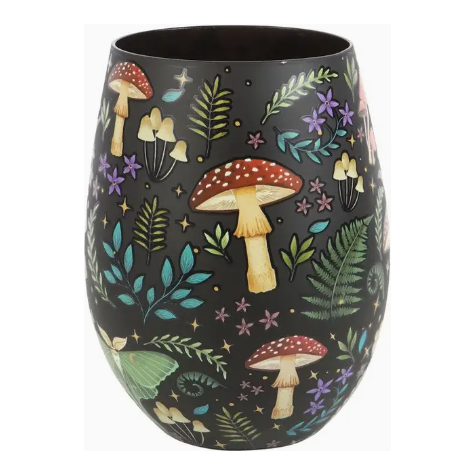 Dark Forest Print Stemless Wine Glass