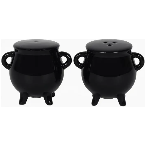 Gothic Halloween Cauldron Cruet Salt and Pepper Set