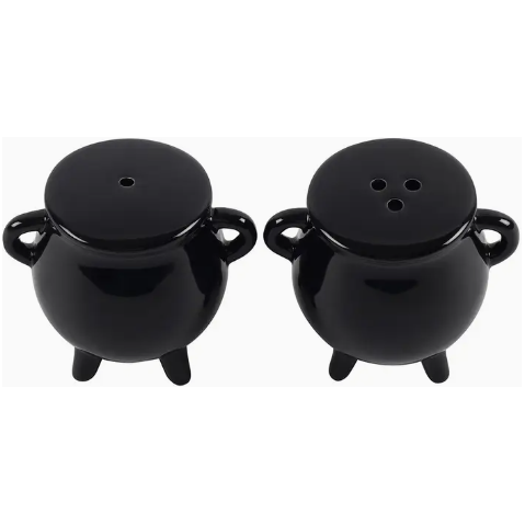 Gothic Halloween Cauldron Cruet Salt and Pepper Set