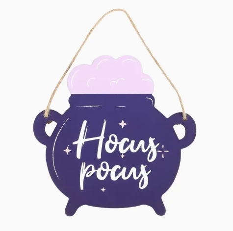 Hocus Pocus Cauldron Shaped Sign