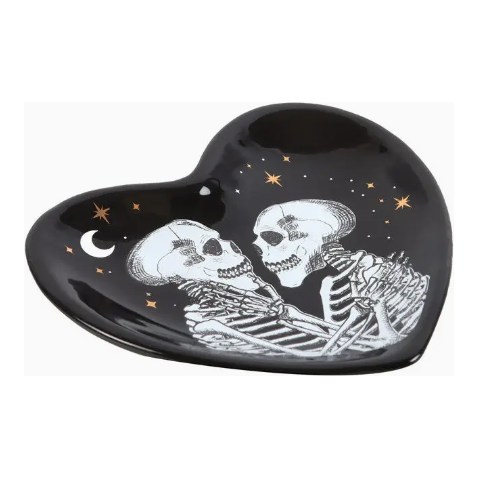 Skeleton Couple Heart Trinket Dish