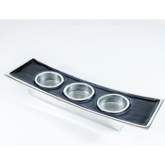 Tilnar Art Aluminium Collection - Triple Tea Light Holder Brushed Black