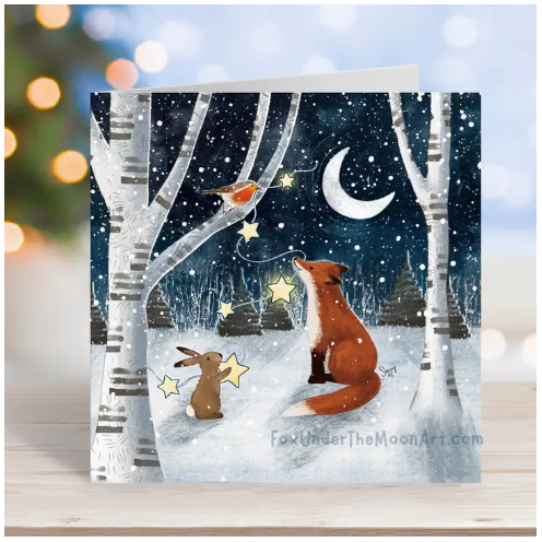 Fox Under The Moon Card - CX24B Winter Lights