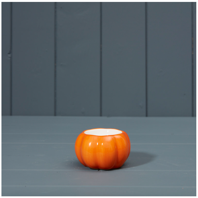 Ceramic Orange Pumpkin Tealight Holder