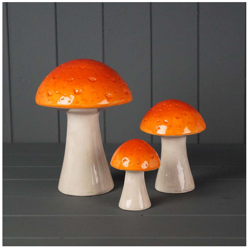 Ceramic Orange Mushroom Small