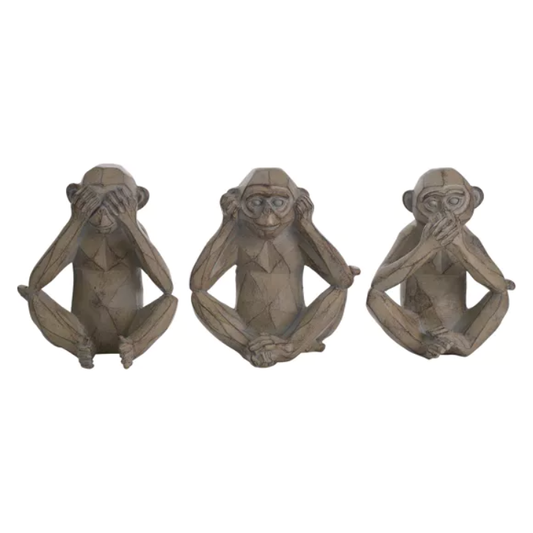 Geometric Cheeky Monkeys Set of 3