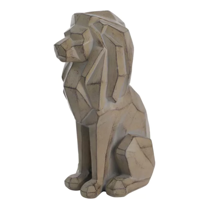 Geometric Sitting Lion  Figurine