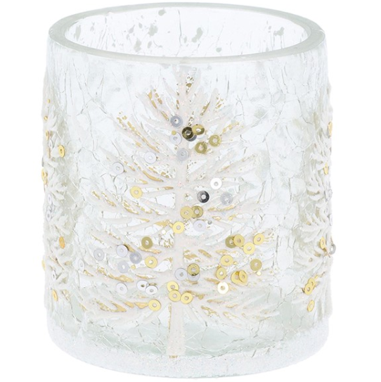 Christmas Crackle White Tree Tealight