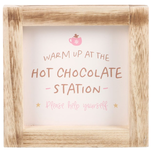 Christmas Hot Chocolate Station Wooden Frame Sign