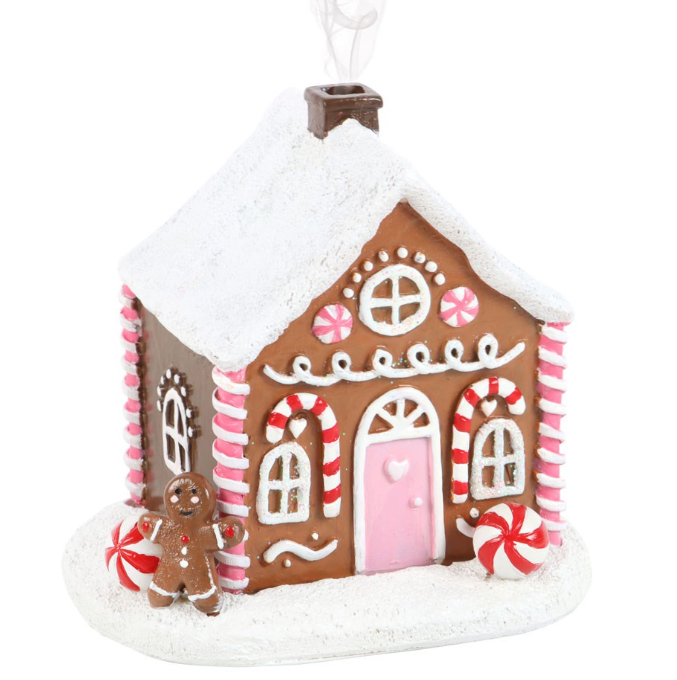 Pink Gingerbread House Incense Cone Burner