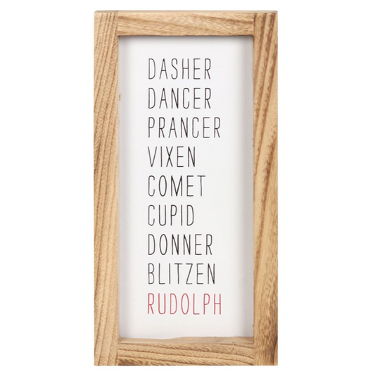 Reindeer Names Wooden Frame Sign