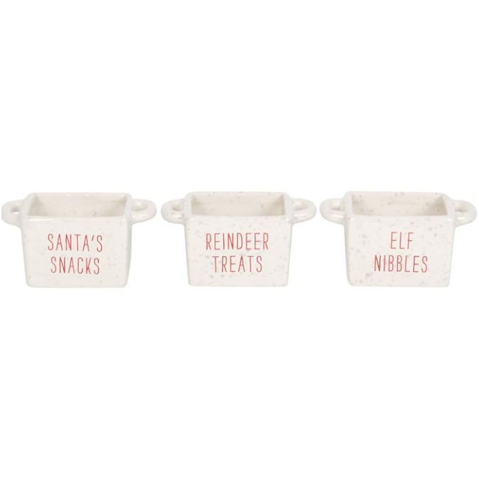 Ceramic Christmas Snack Bowls - Set Of Three