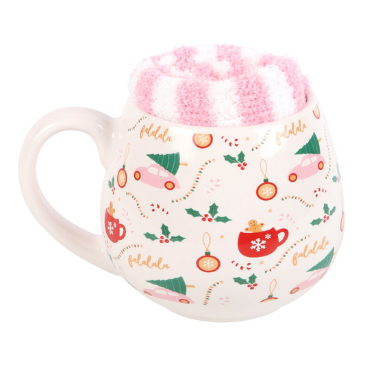 Sugar Plum Christmas Print Mug and Sock Set