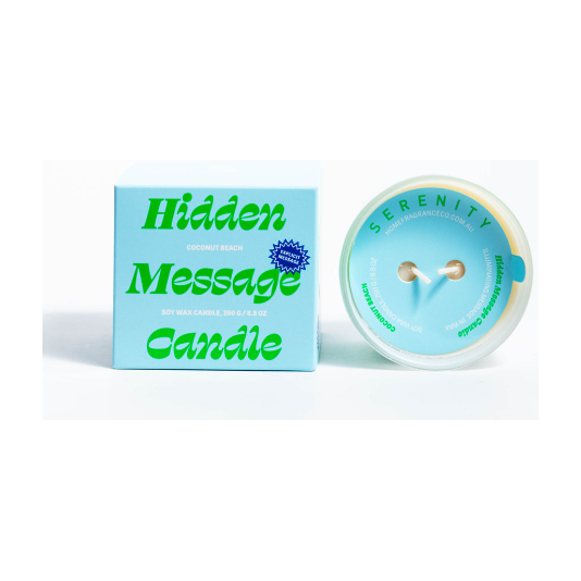 Serenity Coconut Beech Hidden Message Candle