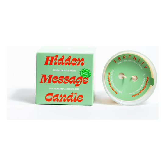 Serenity Sea Salt and Eucalyptus Hidden Message Candle