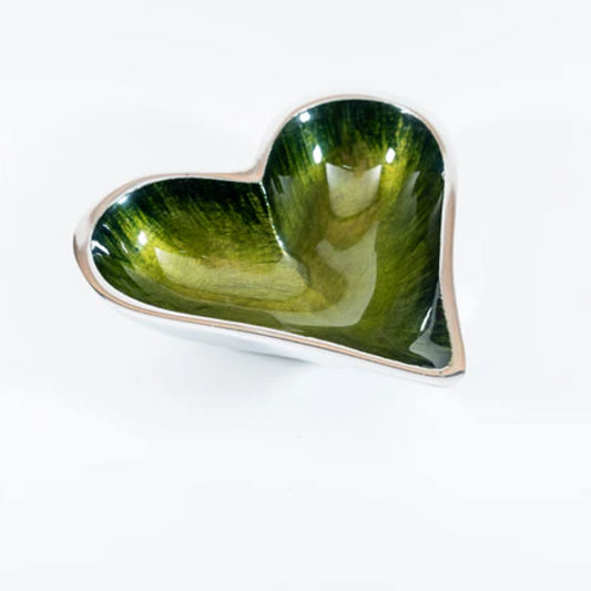 Tilnar Art Aluminium Collection - Heart Dish Extra Small Brushed Green