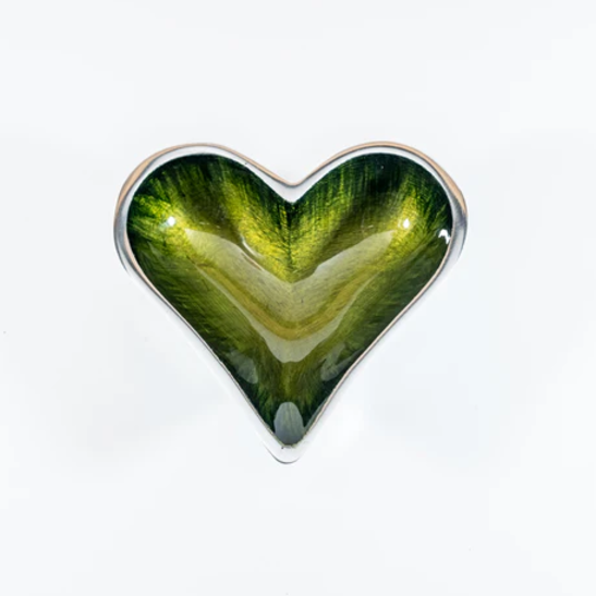 Tilnar Art Aluminium Collection - Heart Dish Extra Small Brushed Green