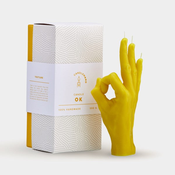 Handmade Gesture Candle: OK Yellow