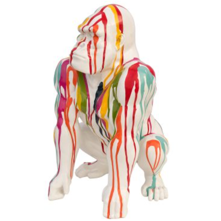 Painted White Gorilla Statuette