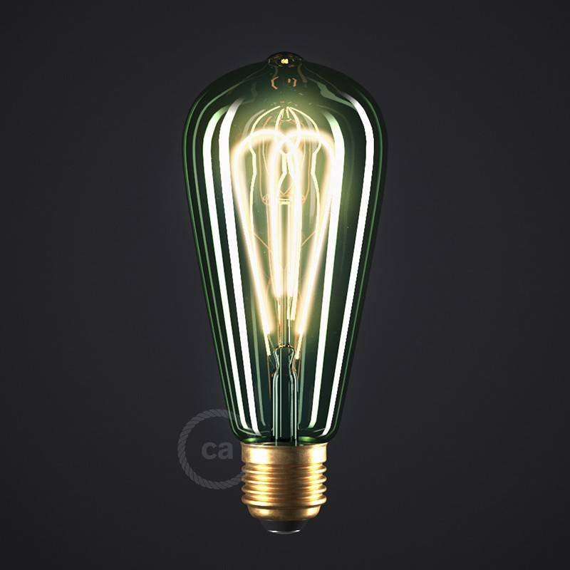 LED Edison Curved Double Loop Filament Bulb E27 5 watt Emerald