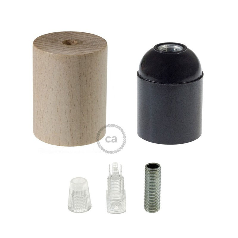 Lamp holder E27 Natural Wood Drop Cap with Grip