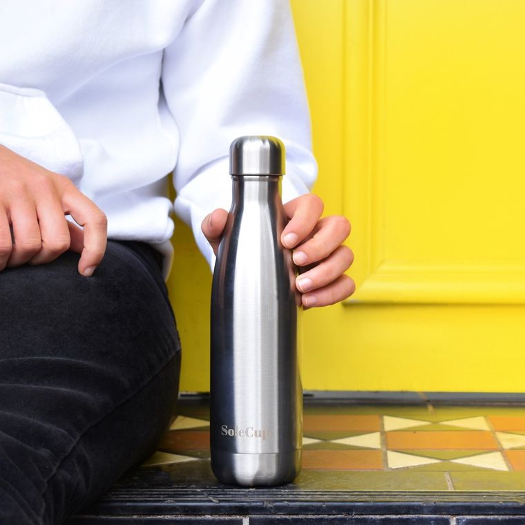 SoleCup Reusable Water Bottle - Plain Steel 500ml