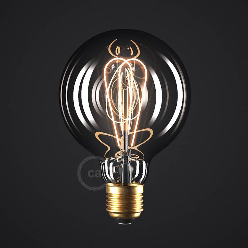 LED G95 Curved Double Loop Filament Bulb E27 5 watt Smoky